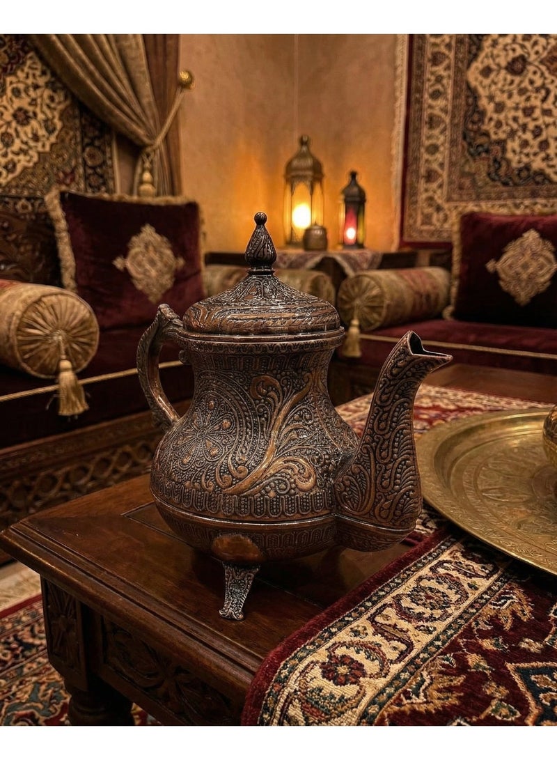 Acar 0.85L Ottoman Turkish Hand Embroidered Zamac Teapot - Image 1